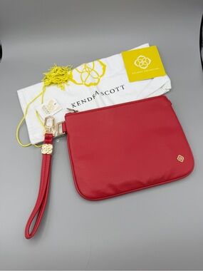 Kendra Scott Red Faux Leather Wristlet Pouch